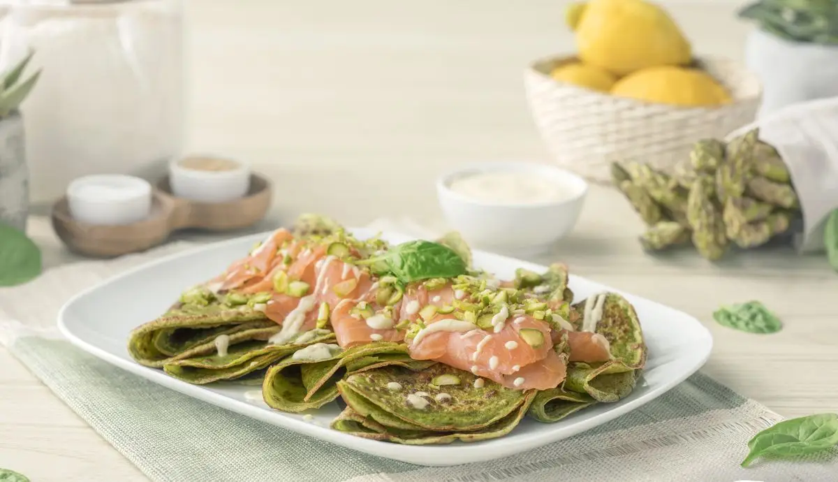 Crepes de espinacas con salmón